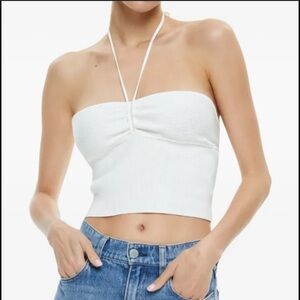 Alice + Olivia White Ribbed Top